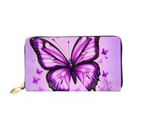 PPTHSNVB Submarine Shark Coral Portefeuille pour femme Grande capacité Porte-cartes de crédit Fermeture Éclair Pochette de voyage pour femme, Papillon violet, Taille unique, Classique