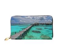 PPTHSNVB Submarine Shark Coral Portefeuille pour femme Grande capacité Porte-cartes de crédit Fermeture Éclair Pochette de voyage pour femme, Paysage des Maldives, Taille unique, Classique
