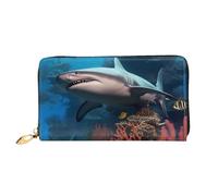 PPTHSNVB Submarine Shark Coral Portefeuille pour femme Grande capacité Porte-cartes de crédit Fermeture Éclair Pochette de voyage pour femme, Submarine Shark Coral, Taille unique, Classique