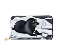 PPTHSNVB Submarine Shark Coral Portefeuille pour femme Grande capacité Porte-cartes de crédit Fermeture Éclair Pochette de voyage pour femme, Joints sur glace, Taille unique, Classique