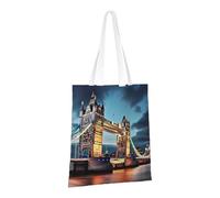 PPTHSNVB Tower Bridge in London Sac fourre-tout en toile réutilisable avec poignées pour femme