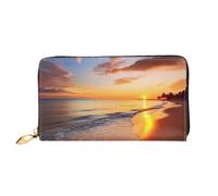 PPTHSNVB Tropical Sunrise on The Beach Portefeuille pour femme Grande capacité Porte-cartes de crédit Fermeture Éclair Pochette de voyage pour femme, Lever de soleil tropical sur la plage, Taille