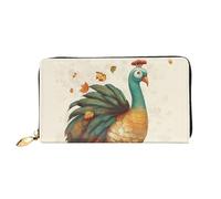 PPTHSNVB Tropical Sunrise on The Beach Portefeuille pour femme Grande capacité Porte-cartes de crédit Fermeture Éclair Pochette de voyage pour femme, Turquie de Thanksgiving., Taille unique, Classique