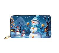 PPTHSNVB Tropical Sunrise on The Beach Portefeuille pour femme Grande capacité Porte-cartes de crédit Fermeture Éclair Pochette de voyage pour femme, Bonhomme de neige d'hiver, Taille unique