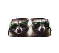 PPTHSNVB Trousse à crayons amusante en cuir avec fermeture éclair et motif raton laveur vert - Grande capacité - Trousse de maquillage portable pour homme et femme, doré, Taille unique, Imprimé