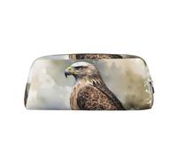 PPTHSNVB Trousse à crayons aquarelle de faucon assis dans l'arbre trousse à crayons avec fermeture éclair grande capacité en cuir trousse de maquillage portable pour homme et femme, doré, Taille