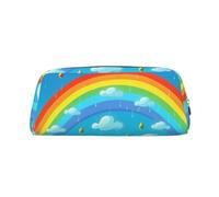 PPTHSNVB Trousse à crayons arc-en-ciel nuages et gouttes de pluie avec fermeture éclair - Grande capacité - En cuir - Portable - Pour homme et femme, doré, Taille unique, Imprimé