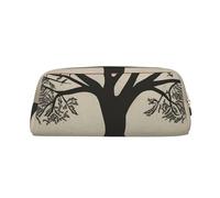 PPTHSNVB Trousse à crayons avec motif d'arbre et drapeau palestinien avec fermeture éclair - Grande capacité - En cuir - Portable - Pour homme et femme, doré, Taille unique, Imprimé