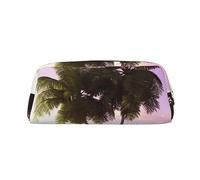 PPTHSNVB Trousse à crayons avec motif d'arbre tropical avec fermeture éclair - Grande capacité - En cuir - Portable - Pour homme et femme, doré, Taille unique, Imprimé