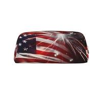 PPTHSNVB Trousse à crayons avec motif drapeau américain, feu d'artifice, trousse à crayons avec fermeture éclair, grande capacité, trousse de maquillage portable pour femmes et hommes, doré, Taille