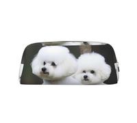 PPTHSNVB Trousse à crayons Bichon Frise avec fermeture éclair Grande capacité en cuir Trousse de maquillage portable pour homme et femme, doré, Taille unique, Imprimé