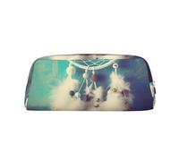 PPTHSNVB Trousse à crayons blanche en cuir avec attrape-rêves et plumes avec fermeture éclair - Grande capacité - Trousse de maquillage portable pour homme et femme, Argenté., Taille unique, Imprimé