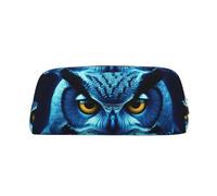 PPTHSNVB Trousse à crayons bleue hibou avec fermeture éclair - Grande capacité - En cuir - Portable - Pour homme et femme, Argenté., Taille unique, Imprimé
