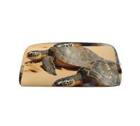 PPTHSNVB Trousse à crayons en cuir avec fermeture éclair - Grande capacité - Motif tortues sur la plage - Pour homme et femme, Argenté., Taille unique, Imprimé