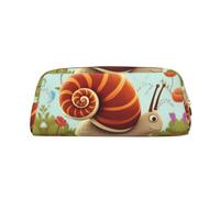 PPTHSNVB Trousse à crayons en cuir avec motif escargot mignon avec fermeture éclair, grande capacité, trousse de maquillage portable pour homme et femme, doré, Taille unique, Imprimé