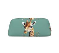 PPTHSNVB Trousse à crayons en cuir avec motif girafe avec fleurs et fermeture éclair - Grande capacité - Trousse de maquillage portable pour homme et femme, Argenté., Taille unique, Imprimé