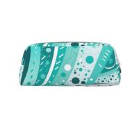 PPTHSNVB Trousse à crayons en cuir turquoise et blanc avec fermeture éclair - Grande capacité - Trousse de maquillage portable pour homme et femme, doré, Taille unique, Imprimé