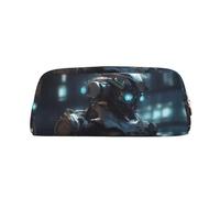 PPTHSNVB Trousse à crayons Future Robot avec fermeture éclair - Grande capacité - En cuir - Portable - Pour homme et femme, doré, Taille unique, Imprimé
