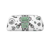 PPTHSNVB Trousse à crayons Line Robot avec fermeture éclair - Grande capacité - En cuir - Portable - Pour homme et femme, doré, Taille unique, Imprimé