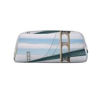 PPTHSNVB Trousse à crayons Mackinac avec pont suspendu avec fermeture éclair - Grande capacité - En cuir - Trousse de maquillage portable pour homme et femme, Argenté., Taille unique, Imprimé