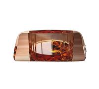 PPTHSNVB Trousse à crayons marron avec fermeture éclair - Grande capacité - En cuir - Pour homme et femme, doré, Taille unique, Imprimé