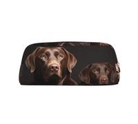PPTHSNVB Trousse à crayons marron Labrador Retriever avec fermeture éclair - Grande capacité - En cuir - Portable - Pour homme et femme, doré, Taille unique, Imprimé