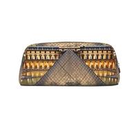 PPTHSNVB Trousse à crayons Musée du Louvre à Paris - Trousse à crayons avec fermeture éclair - Grande capacité - En cuir - Trousse de maquillage portable pour homme et femme, doré, Taille unique