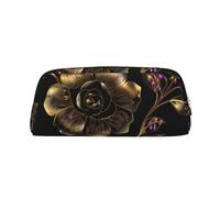 PPTHSNVB Trousse à crayons noire et dorée avec fermeture éclair - Grande capacité - En cuir - Portable - Pour homme et femme