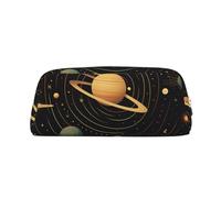 PPTHSNVB Trousse à crayons rétro avec motif astronomique avec fermeture éclair - Grande capacité - En cuir - Portable - Pour homme et femme, Argenté., Taille unique, Imprimé