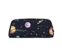 PPTHSNVB Trousse à crayons The Solar Family avec fermeture éclair - Grande capacité - En cuir - Portable - Pour homme et femme, doré, Taille unique, Imprimé