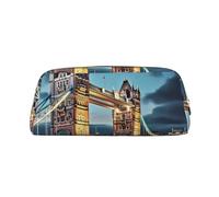 PPTHSNVB Trousse à crayons Tower Bridge in London avec fermeture éclair - Grande capacité - En cuir - Portable - Pour homme et femme, doré, Taille unique, Imprimé