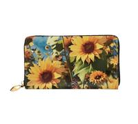PPTHSNVB Two Elephants Portefeuille pour femme Grande capacité Porte-cartes de crédit Fermeture Éclair Pochette de voyage pour femme, Tournesols et papillons, Taille unique, Classique