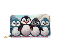 PPTHSNVB Two Elephants Portefeuille pour femme Grande capacité Porte-cartes de crédit Fermeture Éclair Pochette de voyage pour femme, Cinq pingouins mignons, Taille unique, Classique