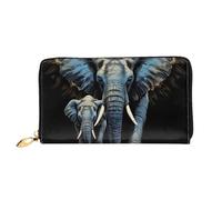PPTHSNVB Two Elephants Portefeuille pour femme Grande capacité Porte-cartes de crédit Fermeture Éclair Pochette de voyage pour femme, Deux éléphants, Taille unique, Classique