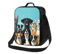 PPTHSNVB Un grand groupe de chiens Sac à déjeuner pour femme et homme adulte - Sac à déjeuner isotherme étanche réutilisable avec bandoulière réglable pour le travail et les voyages