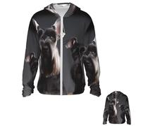 PPTHSNVB Veste à capuche de protection solaire pour chien schnauzer UPF 50+ fermeture éclair intégrale à manches longues avec poches, rashguard taille S