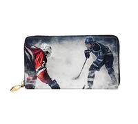 PPTHSNVB Wild Bobcat Portefeuille pour femme Grande capacité Porte-cartes de crédit Fermeture Éclair Pochette de voyage pour femme, Art de hockey sur glace, Taille unique, Classique