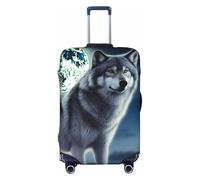 PPTHSNVB Wolf Under Moon Housse de bagage élastique pour valise de 45,7 à 81,3 cm Protection anti-poussière et anti-rayures Épaisse lavable pour bagages de 45,7 à 81,3 cm, Noir , M