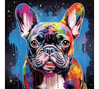 PPTRTYQT Bouledogue Français Graffiti Coloré, Peinture Par Numéro Adulte 40X40Cm Bricolage Tableau Peindre Par Nombre Pour Enfants Jouets À Peindre Cadeaux Peints À La Mainhome Decor,sans cadre
