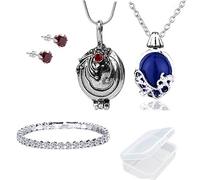 PPX 5 Pcs Vampire Diaries colliers, boucles d'oreilles et bracelet - Daywalking Katherine Necklace -Verbena Necklace Chain Can Open Silver- with Transparent Storage Box