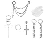 PPX 6 Pièces KPOP BTS JIMIN Même paragraphe Gland Chaîne Asymétrie/Hip-hop Rue Boucles d'oreilles/Ailes de la Chaîne Gland/Longues/Cercles Boucles d'oreilles avec Boîte Transparente