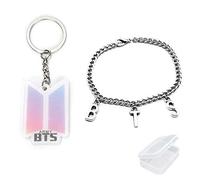 PPX Corée K-pop Bangtanboys BTS Porte-clés Pendentif et Porte-clés et Brecelet avec Boîte Transparente