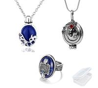 PPX Le journal de vampire Daywalking Katherine collier pendentif charmant collier-bleu royal et journaux de vampire Daylight Walking Signet Anneau de Damon pour les fans, avec boîte transparente