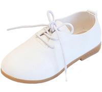 PPXID Fille garçon British Style Lace-Up Casual Flat Oxford Chaussures-Blanc 23