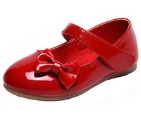 PPXID Fille Princesse Chaussure Flat Mary Janes(Petit Enfant Bébé)-Rouge(Bow) 35