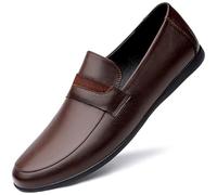 PPXID Mocassin Homme Loafers Cuir Chaussures Ville Décontractées Homme Chaussures Bateau Elégantes Chaussure Mariage -Brun 41