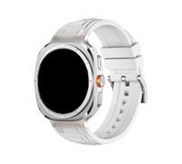 PPzsyxx Bracelet de sport en silicone Pour Samsung Galaxy Watch Ultra 47mm, sans espaces, extrémité incurvée, connecteur en métal, Pour GALAXY Ultra Silicone Correa(02 White)