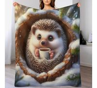 PPZYY hérisson Mignon Impression 3D Couverture Légère en Polaire De Flannel Linge De Lit Couvre-lit Couvertures De Canapé （130×180cm）