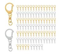 Pqahffowr 100 PièCes D Crochet Porte-CléS MatéRiel avec Anneaux de Saut, Clips de Porte-CléS Fendus en MéTal avec ChaîNe pour Artisanat Charme Faisant Bricolage
