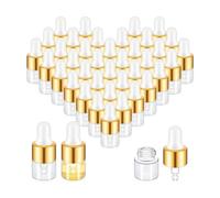 Pqahffowr 100 Pièces Mini Flacon Compte-Gouttes en Verre en Vrac Flacons Compte-Gouttes D' Essentielle Transparents Petits Récipients D'Échantillon en Verre 1 Ml